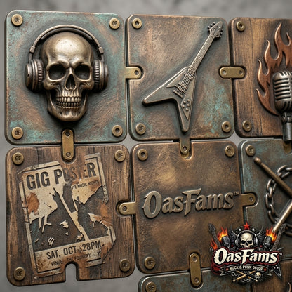 OasFams™ Modular Wall Panel System - Customizable Punk & Rock Music Decor, 3D Industrial Snap-Connect Wall Tiles for Man Cave, Home Studio, Game Room, and Teen Bedroom Wall Art Set