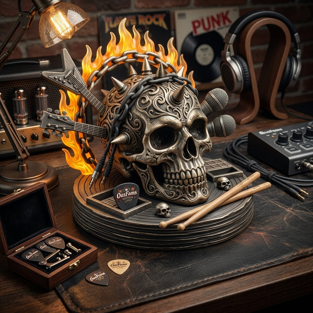 Skull music gear organizer studio scene