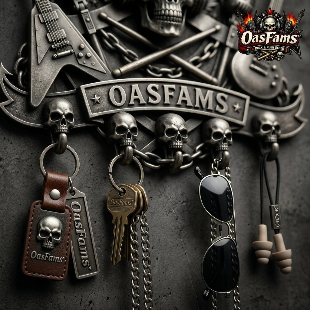 Five skull hooks close view